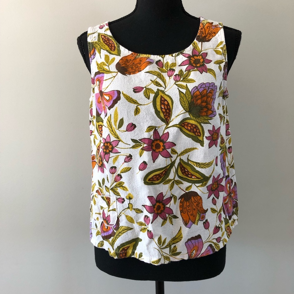 Vintage CMC by Color Me Cotton 100% Cotton Floral Sleeveless Top size S